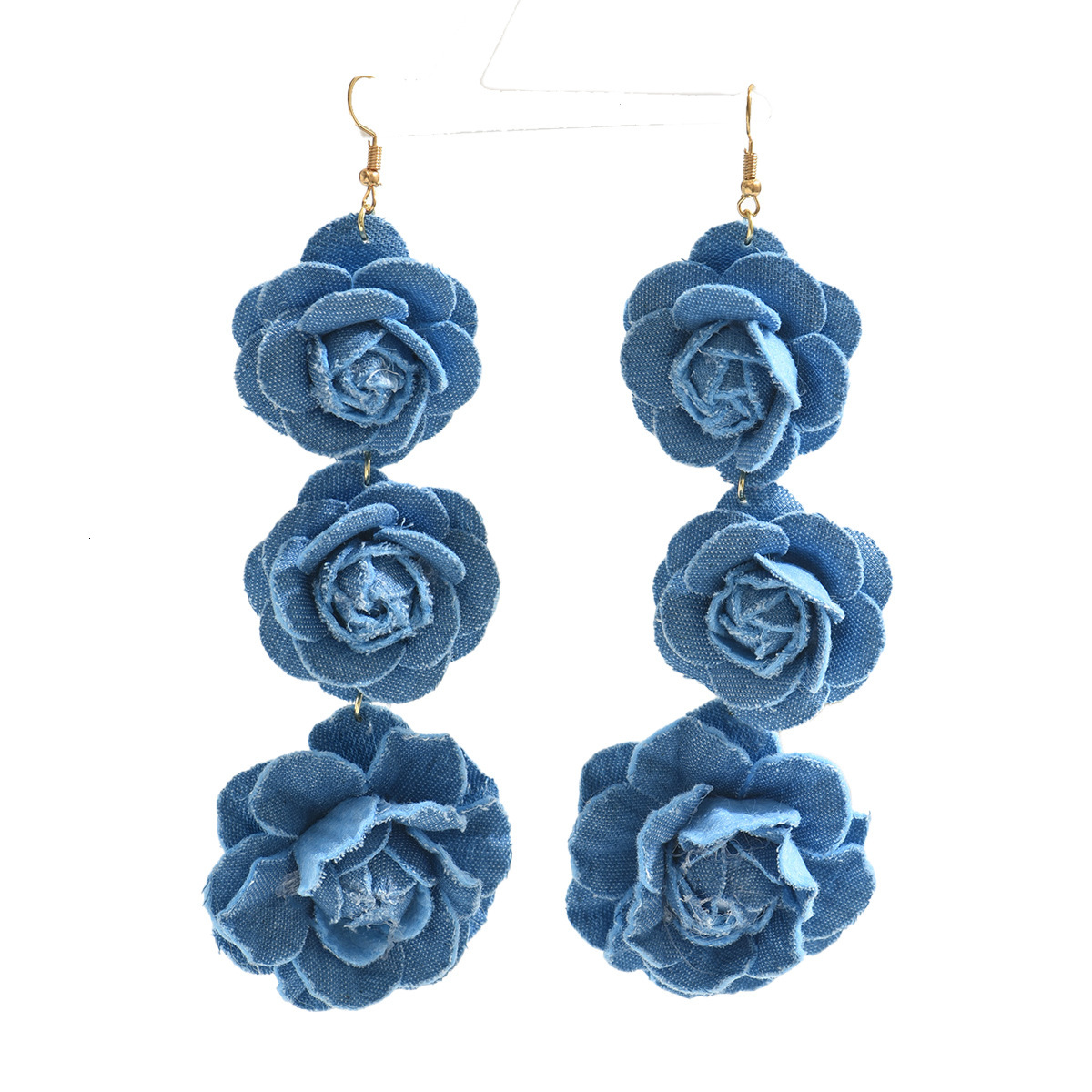 Minimalist Fresh Japanese and Korean Style Women's Flower Fabric Design Stud High-end Earrings