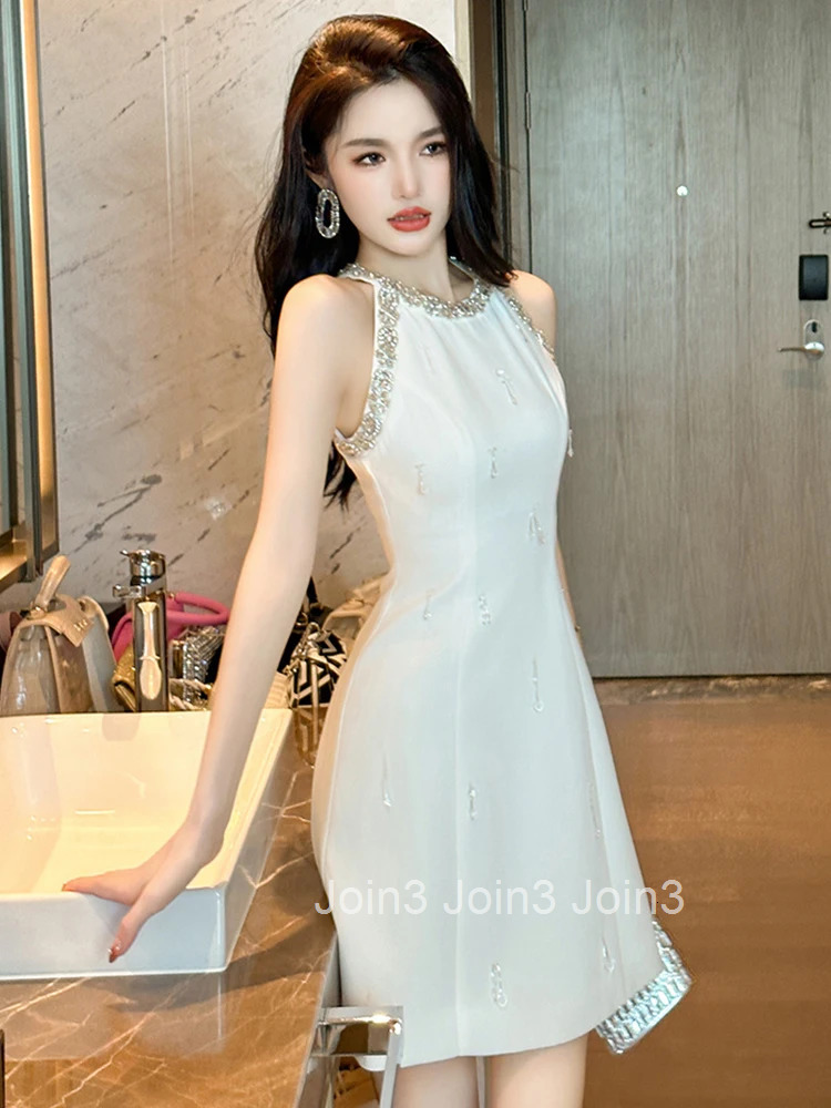 New Fashion Summer Evening Short Dress Women Ladies Clothing Elegant Luxury Chic Sexy Halter Slim Mini Party Prom Mujer Vestidos