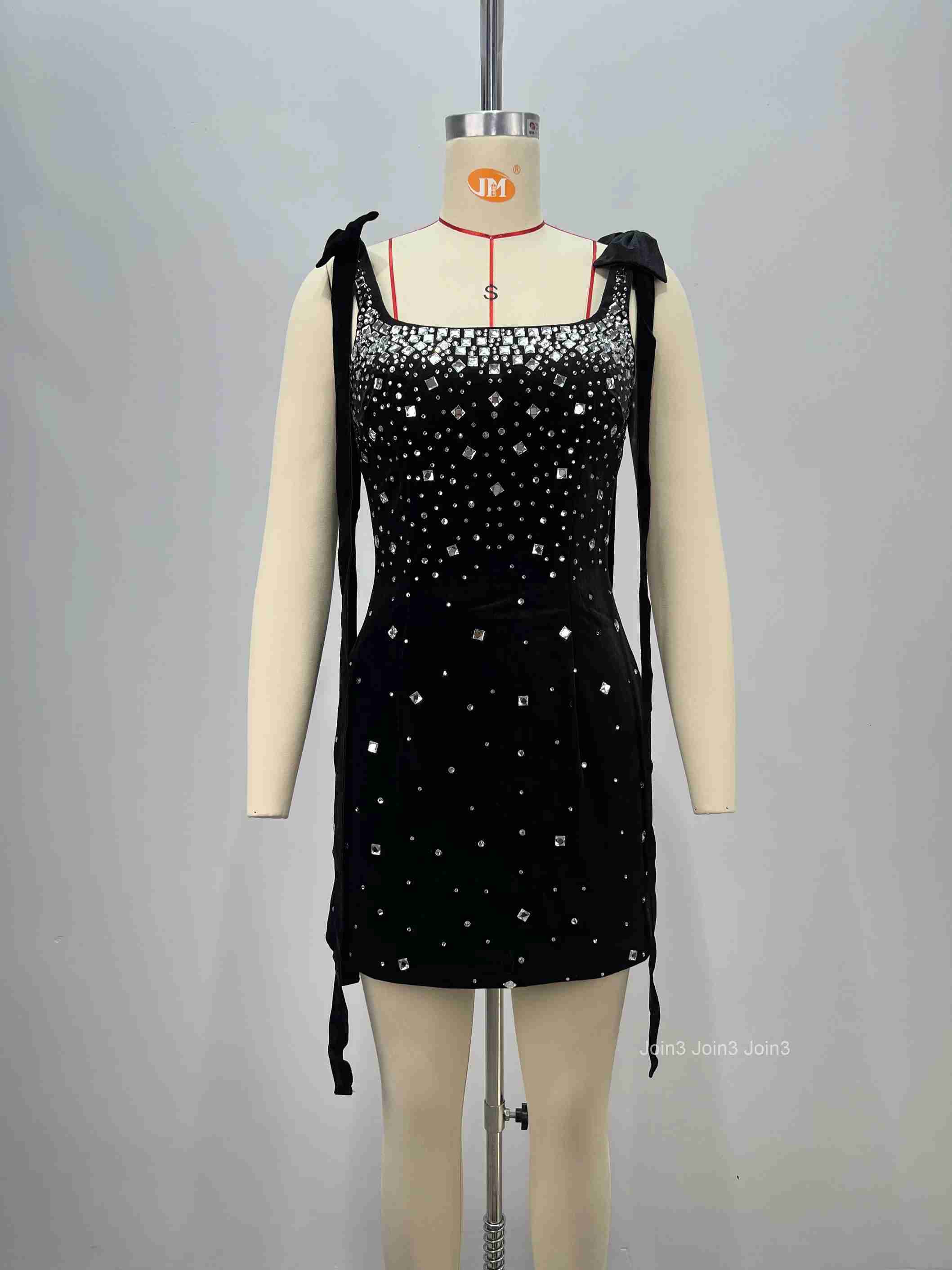 Womens Black Bandage Dress Sequin Crystal Embellished Crisscross Straps Backless Mini Evening Gown Formal Party Wear