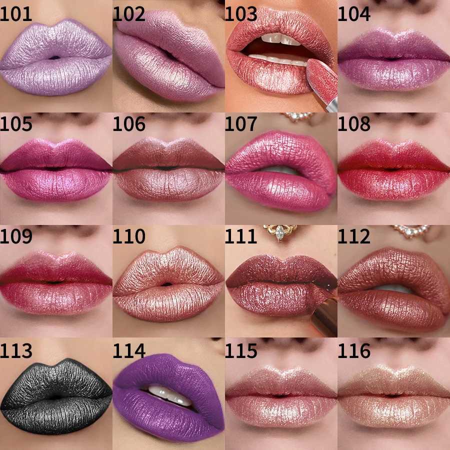 16 colors Bold Intense Glitter Shiny Metallic Lipstick Pearlescent Lip Tint Long-lasting Lip Makeup Gifts for Women Cosmetics XJ250623