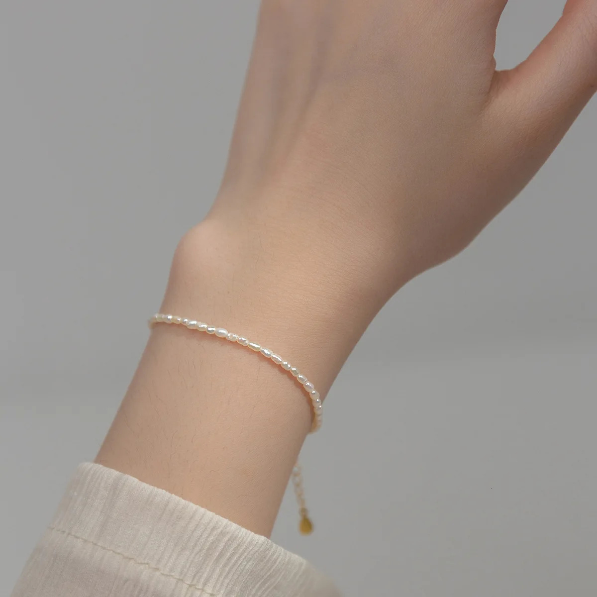 3-4mm Rice Shape Natural Freshwater Pearl Bracelet for Women 925 Sterling Silver Chain Bracelet Pearl Jewlery Gift250616