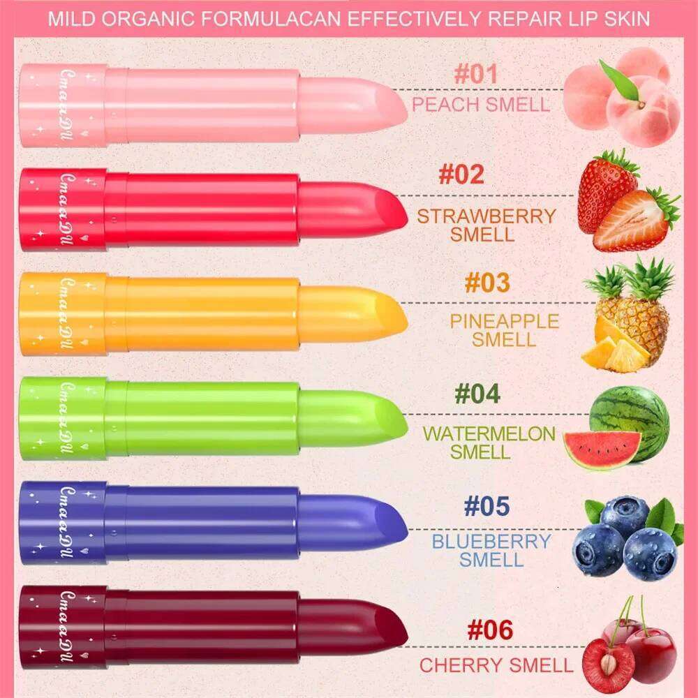 New 6 Colors Fruity Lip Balm Nourish Moisturize Lipstick Long Lasting Hydrating Fade Lip Lines Prevent Dry Lips Make Up Lip Care