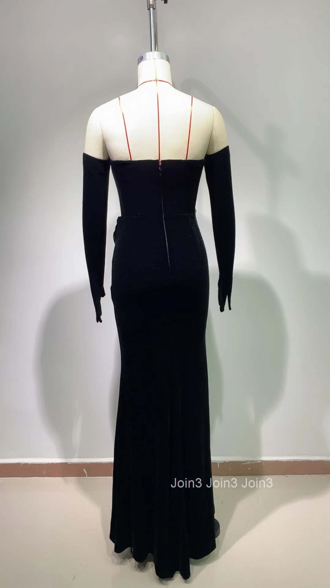 Elegant Black Long Dress With Gloves Fashion Diamond Sexy Hollow Straplss Skirt Chic Womens Clothing 2025 Summer New Vestidos