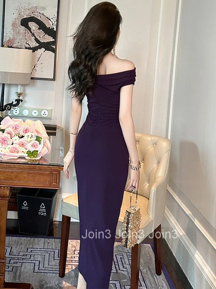 Summer Evening Dress Elegant Women Sexy Off-Shoulder Bodycon Midi Party Gown Robe Femme Mujer Vestidos Fiesta Stretchy Clothes