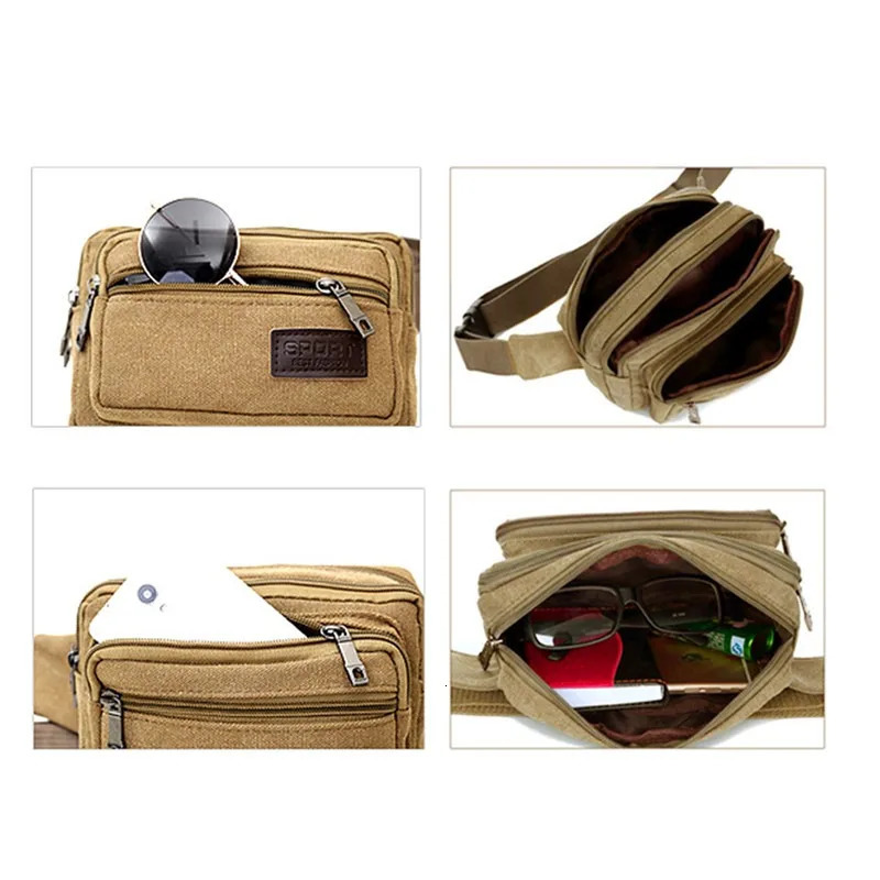 Canvas Waist Bag Outdoor Sports Multifunctional Male Pack High Quality Durable Highcapacity Bags Portable Phone Purse 250612