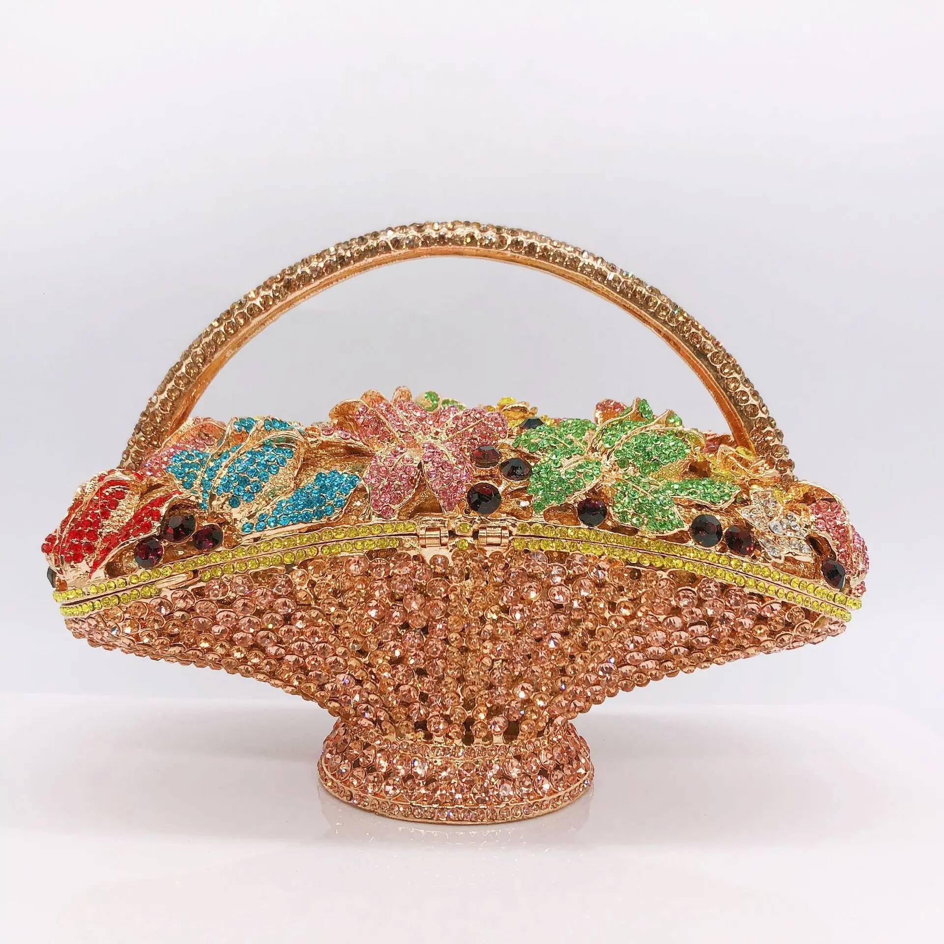 designer bag Women Elegant Crystal Floral Fancy Handbags Design Rhinestone Bridal Party Gift Special Day Clutches Purse Dias Wallet Bag