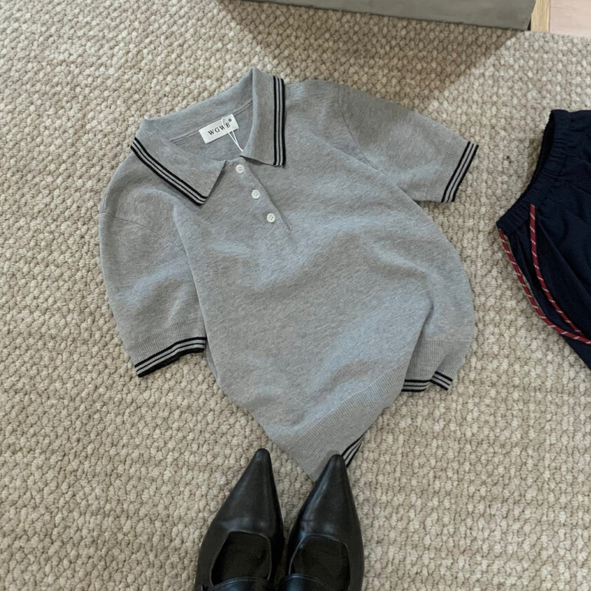 GC145 Short-sleeved sweater for women Spring and summer waist slimming short top