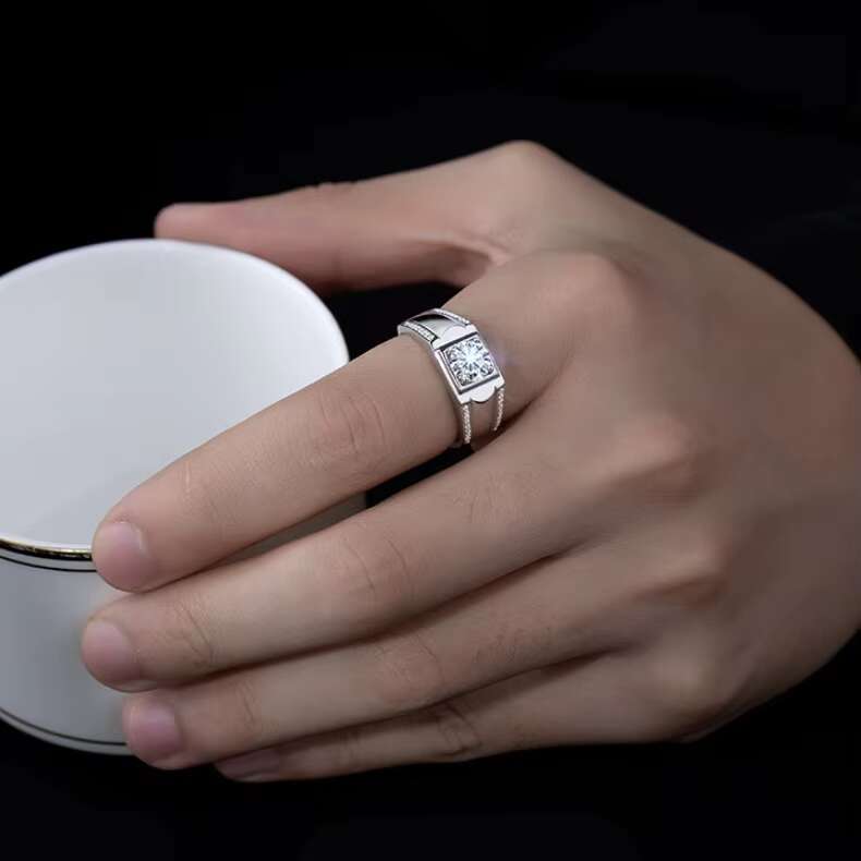 1 Ct Moissanite Diamond Heavy 925 Sterling Silver Jewelry Men Wedding Engagement Rings