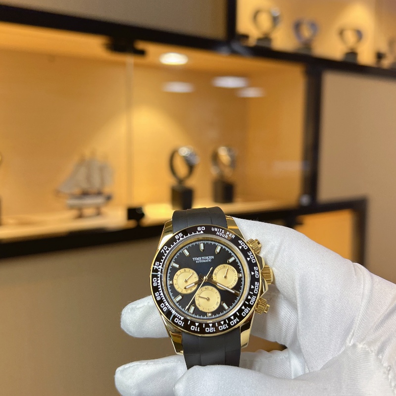 TIMETOKEN Fashion Brand Luxury Mechanical Men multifunctional Date Watches 100M Men Sport Chronograph Sapphire Glass CasualWatch