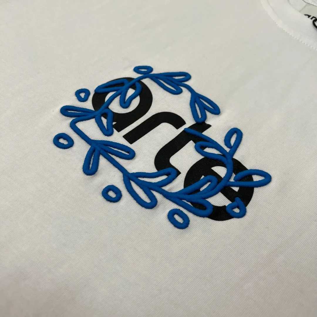 White Arte Flower Wreath Embroidery T Shirt Men Women Best Quality Short Sleeve T-shirt Top Ts X250623