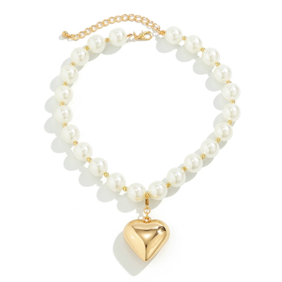 Chic Punk Style Collared Necklace Featuring Oversized Geometrical Pearls