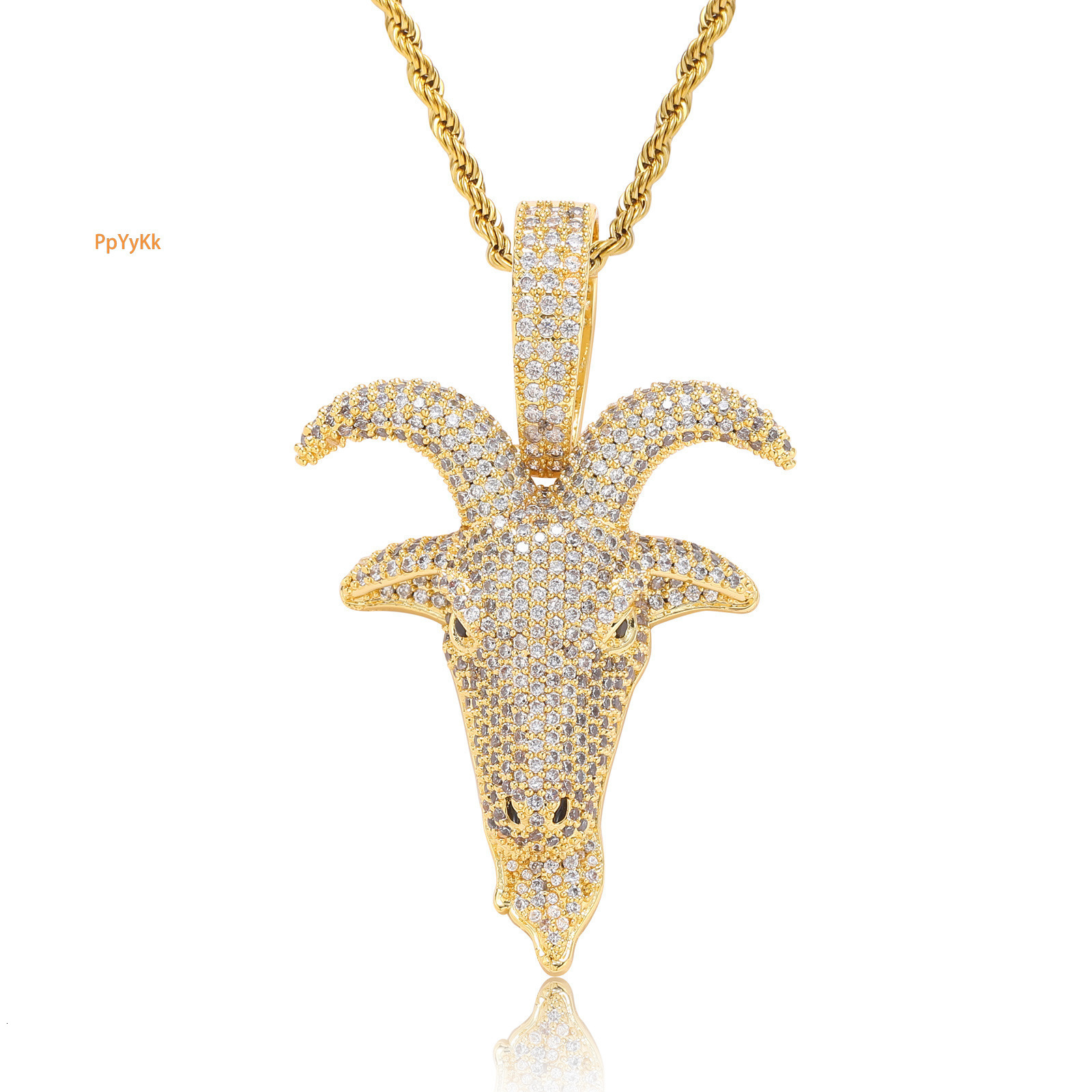 New Arrival Hip Hop Goat Pendant Diamond Studded Animal Personalized Cool Trendy Hip Hop Necklace Accessory Pass the diamond tester