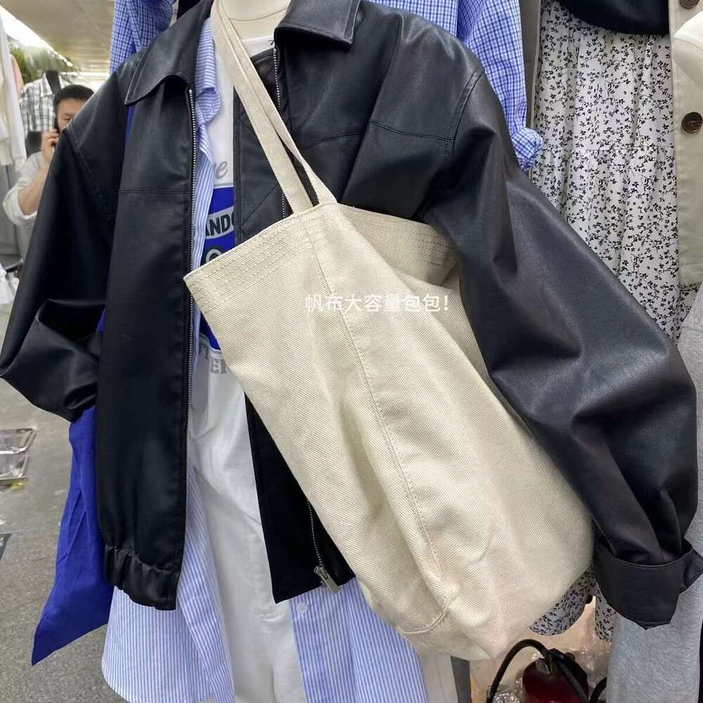 New Korean Single Shoulder for Women, Versatile Large Capacity Canvas College Student Artistic Style Class Bag, Commuter Bag