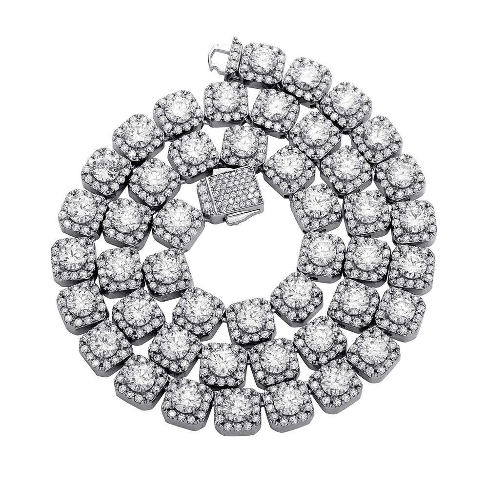 Men's New Necklace Sier Moissanite Rock Candy Bracelet Hip-Hop Rap Accessories Jewelry