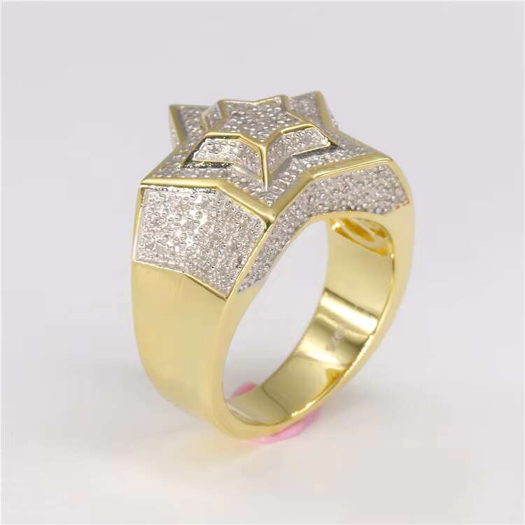 LUCK Hiphop Men Women Fine Jewelry Iced Out 925 Sterling Silver VVS Moissanite Diamond Star Ring With GRA Certificate