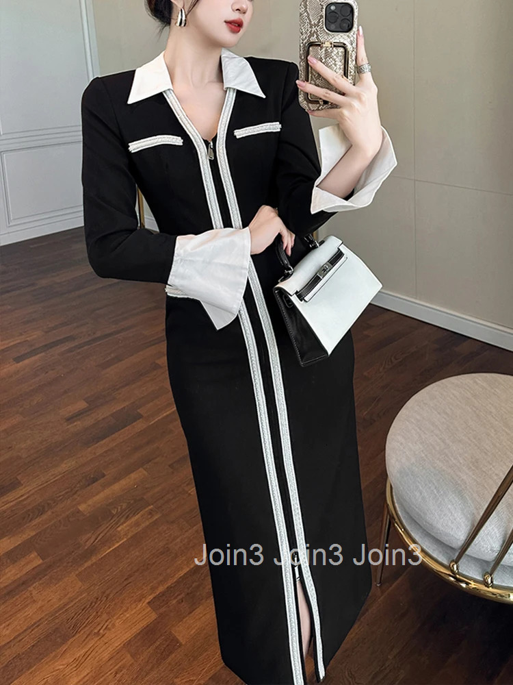 Women Clothes Vintage Business Formal Occasion Flare Sleeve Slim Midi Pencil Dress Elegant Ladies Fashion Vestidos Robe Spring