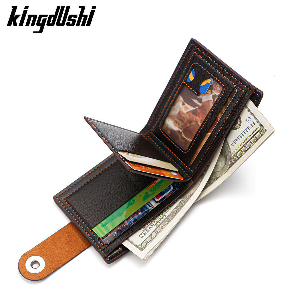 New Men's Short Style Multi-Functional Magnetic Large Capacity Multi-Card Slot Dollar Wallet