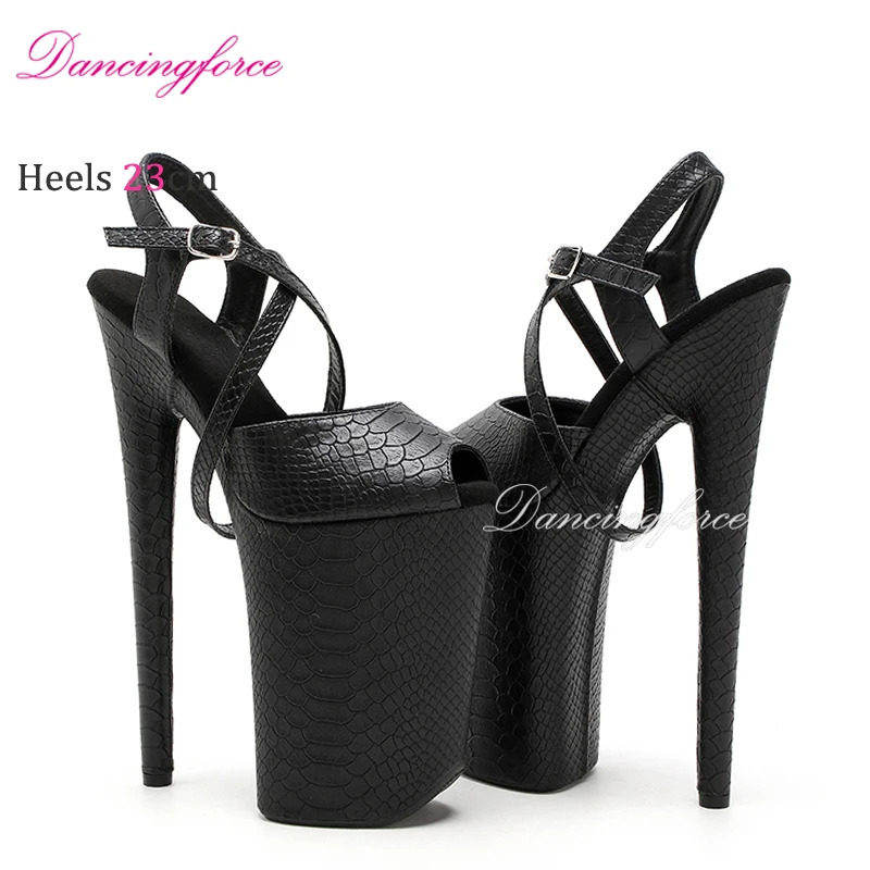 High Quality 23cm/9Inches Sexy Model Shoes Pole Dance Shoes Girls Snake Pu Upper Platform High Heel Sandals Smaller Open Toe 250617