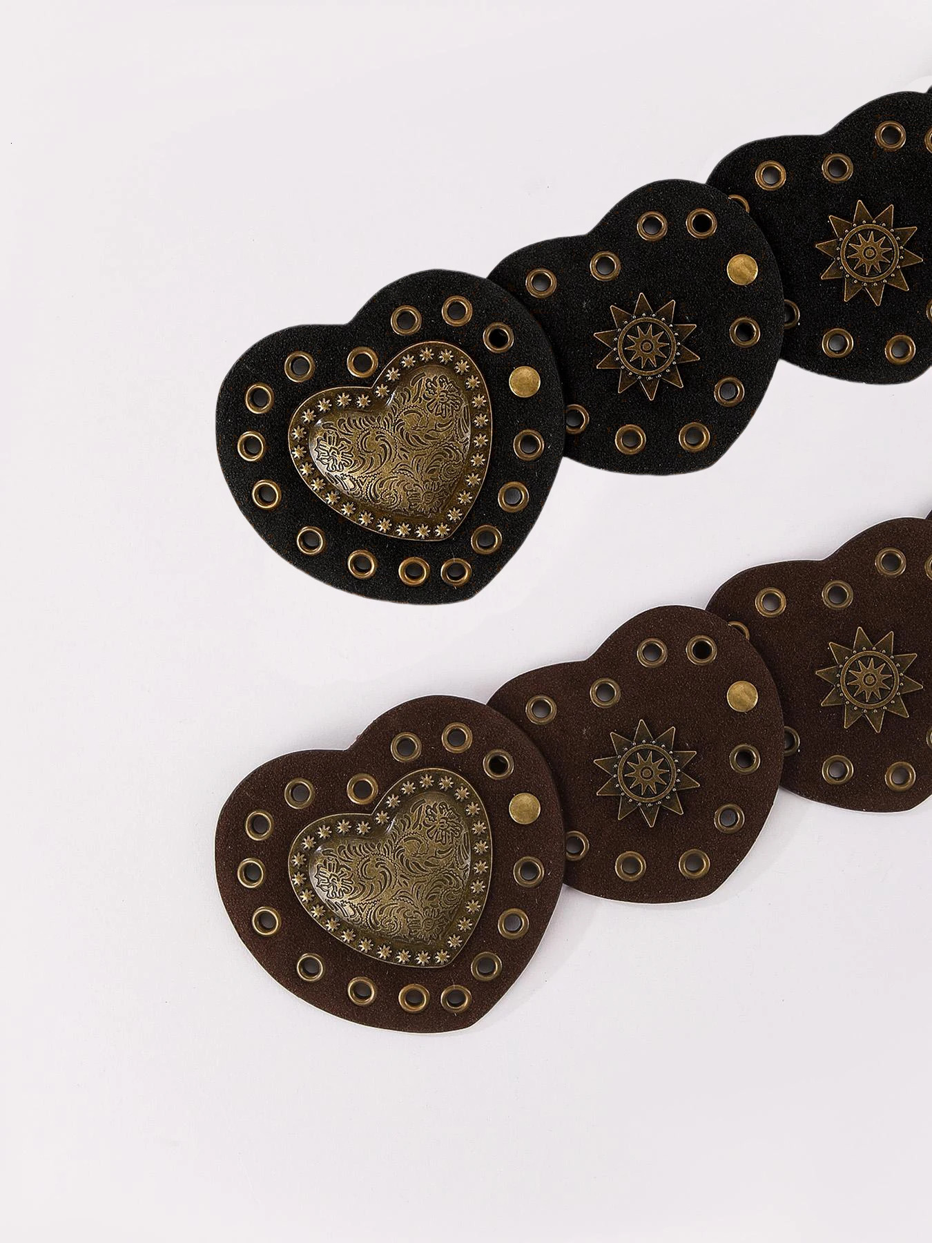 1Pcs Ladies suede material decoration Heart shaped accessory splicing belt Bronze colored heart-shaped buckle Dress accessories 250617