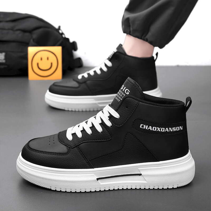 Spring New High-Top Men's Versatile White new Thick-Soled Sneakers Casual Board Trendy Shoes
