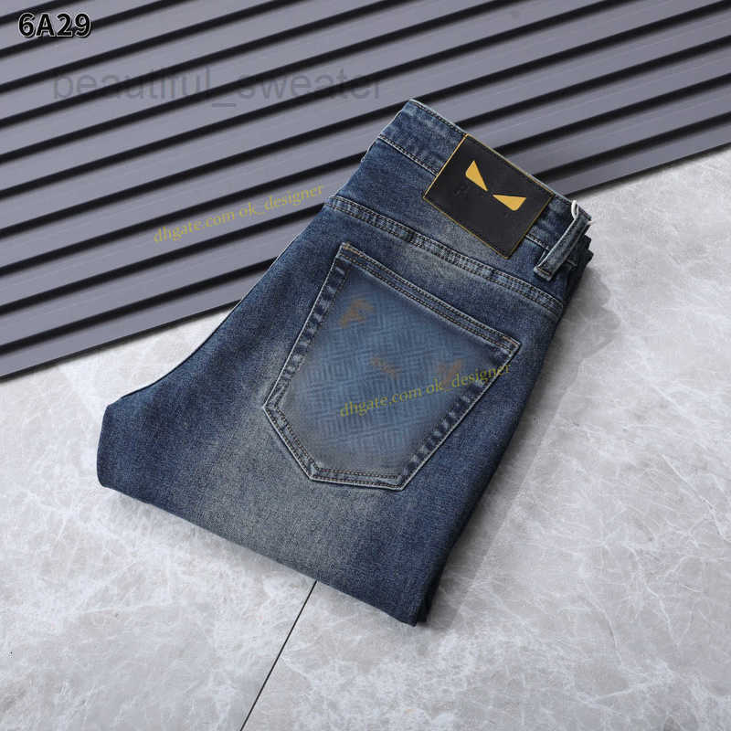 Men's Jeans designer Designer Mens luxury brand Classic pattern versatile straight denim Pants Street Trendy Stretch Slim Fit for men size 29-40 BWNA