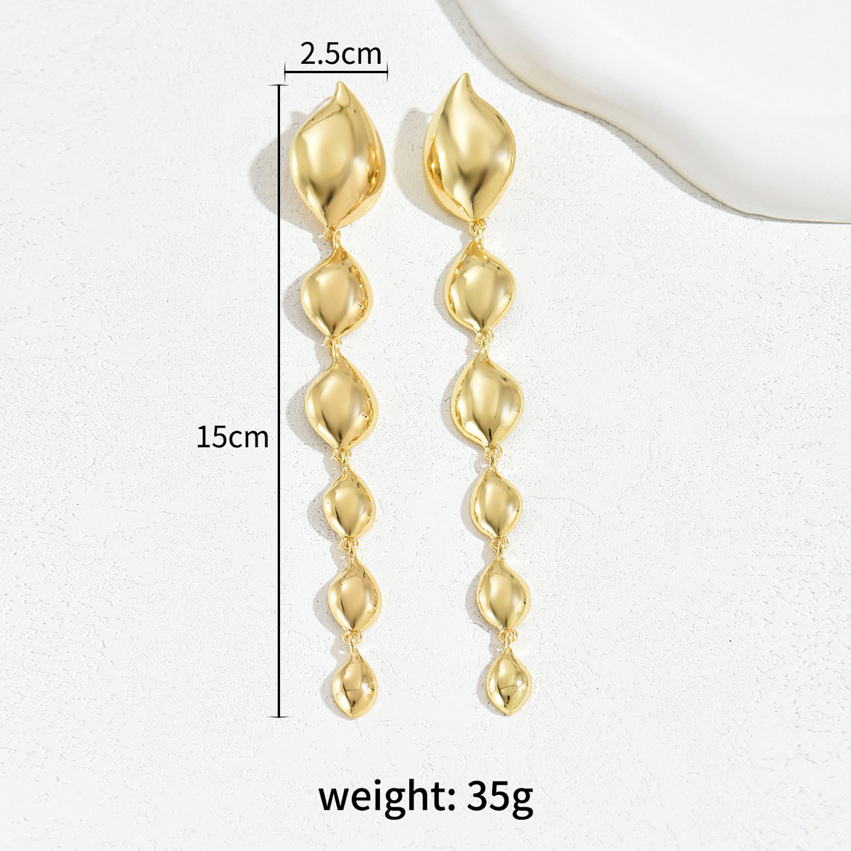 Style Personality Exaggerated Women's Tassel Design Water Drop Stud Metal Wind Earrings