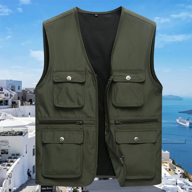 Men Outdoor Breathable Sleeveless Vest Men Tactical Cargo Fishing Vests Man Casual Multi Pocket Work Tool Safari Vest Waistcoats 250617