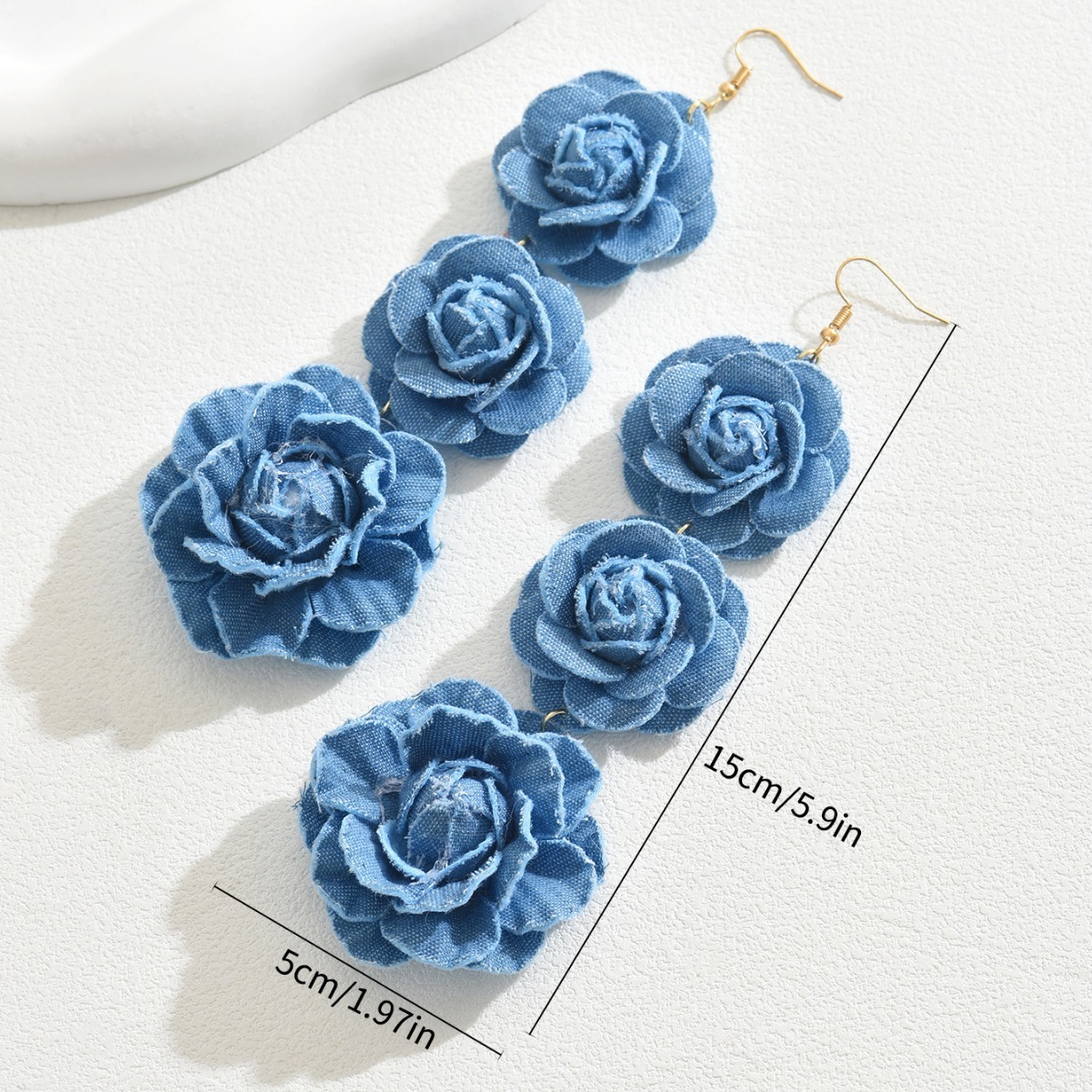 Minimalist Fresh Japanese and Korean Style Women's Flower Fabric Design Stud High-end Earrings
