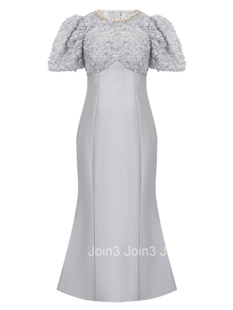 Summer Formal Occasion Fashion Lace Splic Evening Dress Women Clothes Elegant Luxury O-Neck Slim Midi Party Prom Vestidos Robe