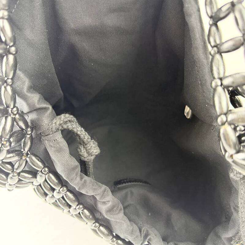 High Quality Women's Tote Handmade Retro Wooden Bead Woven Handbag Fashionable Armpit Bag 2025 New Model with Small Wallet