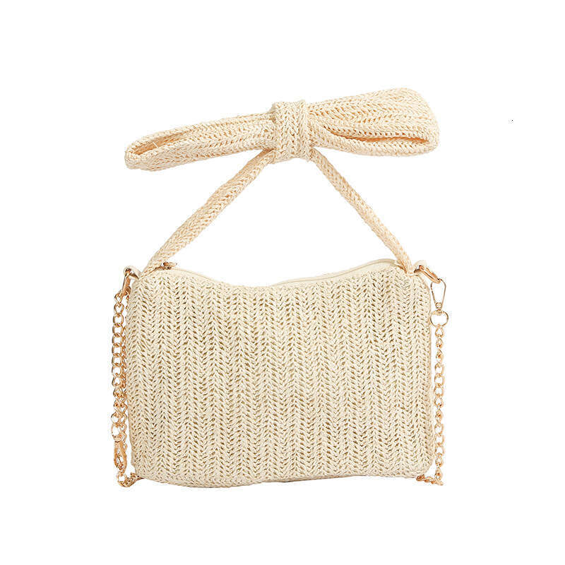 Korean Style Niche Simple for Women 2025 Summer New Fashion Woven Hollow Bow Commuter Crossbody Bag Trend