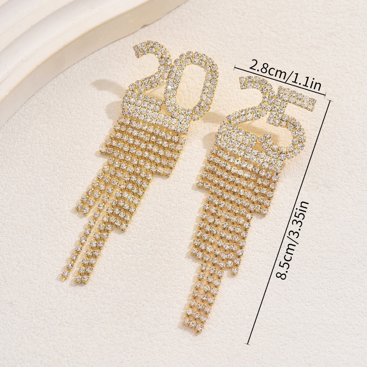 Trendy Women's Fashion Number Design Inlaid Earrings Ear Jewelry