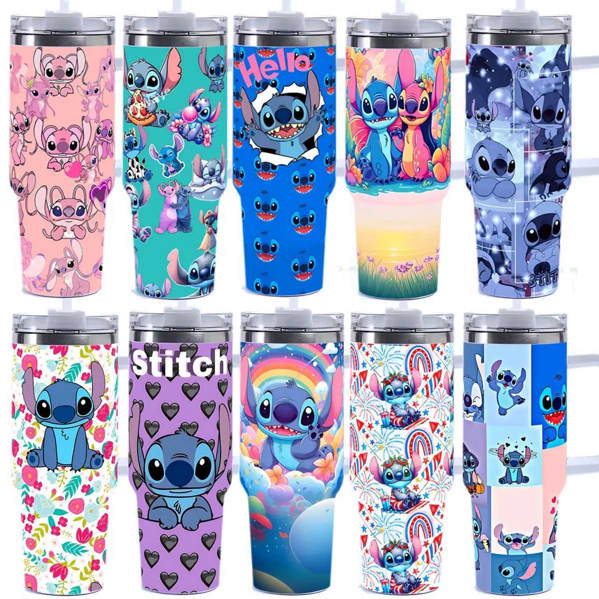 Stitch 40OZ Angel Miniso Tumbler Hot Drinks Water Bottle Heat Preservation Stainless Steel Thermal Mug Printed Travel Mugs Cup X250623