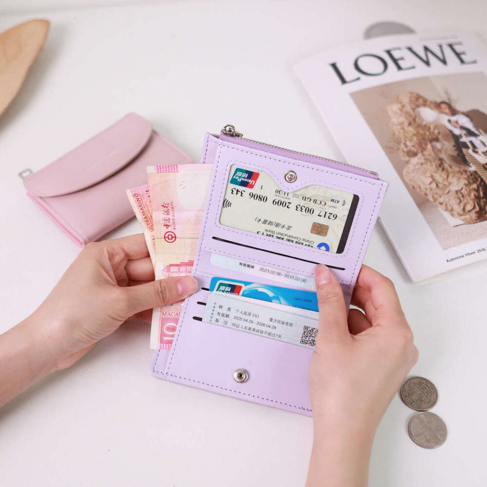 Korean Style New INS Female Student Solid Color Simple Multi-Functional Wallet Small Card Holder