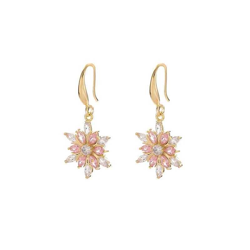 Luxury Rhinestone Snowflake Drop Earrings For Women Elegant Long Tassel Pearl Flower Earring New Year Birtay Jewelry GiftsXJ250623