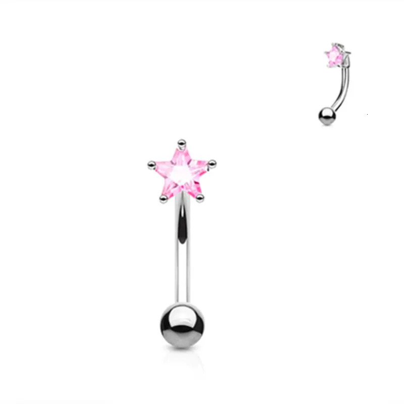 Crystal Star Eyebrow Piercing Jewelry Heart Curved Barbell Rook Earrings Tragus Helix Cartilage Angle Wing Ring 250613
