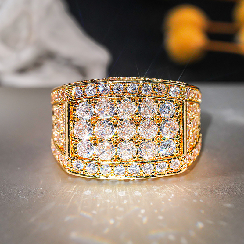 Choucong Handmade Geometric Exaggeration Punk Stunning Luxury Jewelry 18K Gold Fill Full Round 5A Zircon CZ Diamond Party Women Square Wedding Band Ri