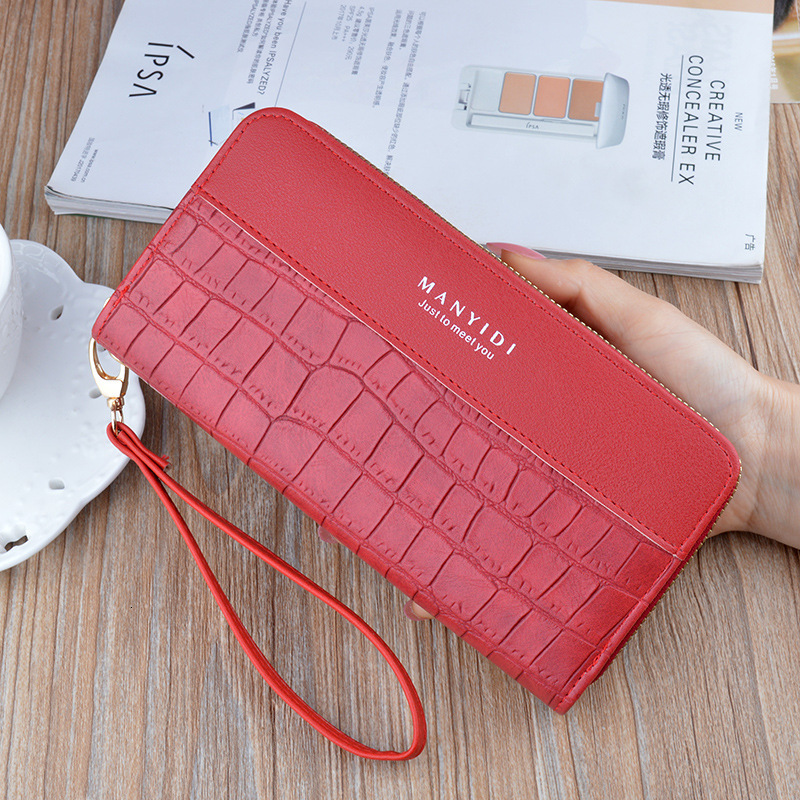 Free Shipping 2025 New Designer Bag New Style Women's Long Zipper Wallet Fashion Retro Large Capacity Phone Bag Crocodile Pattern Soft Leather Wa