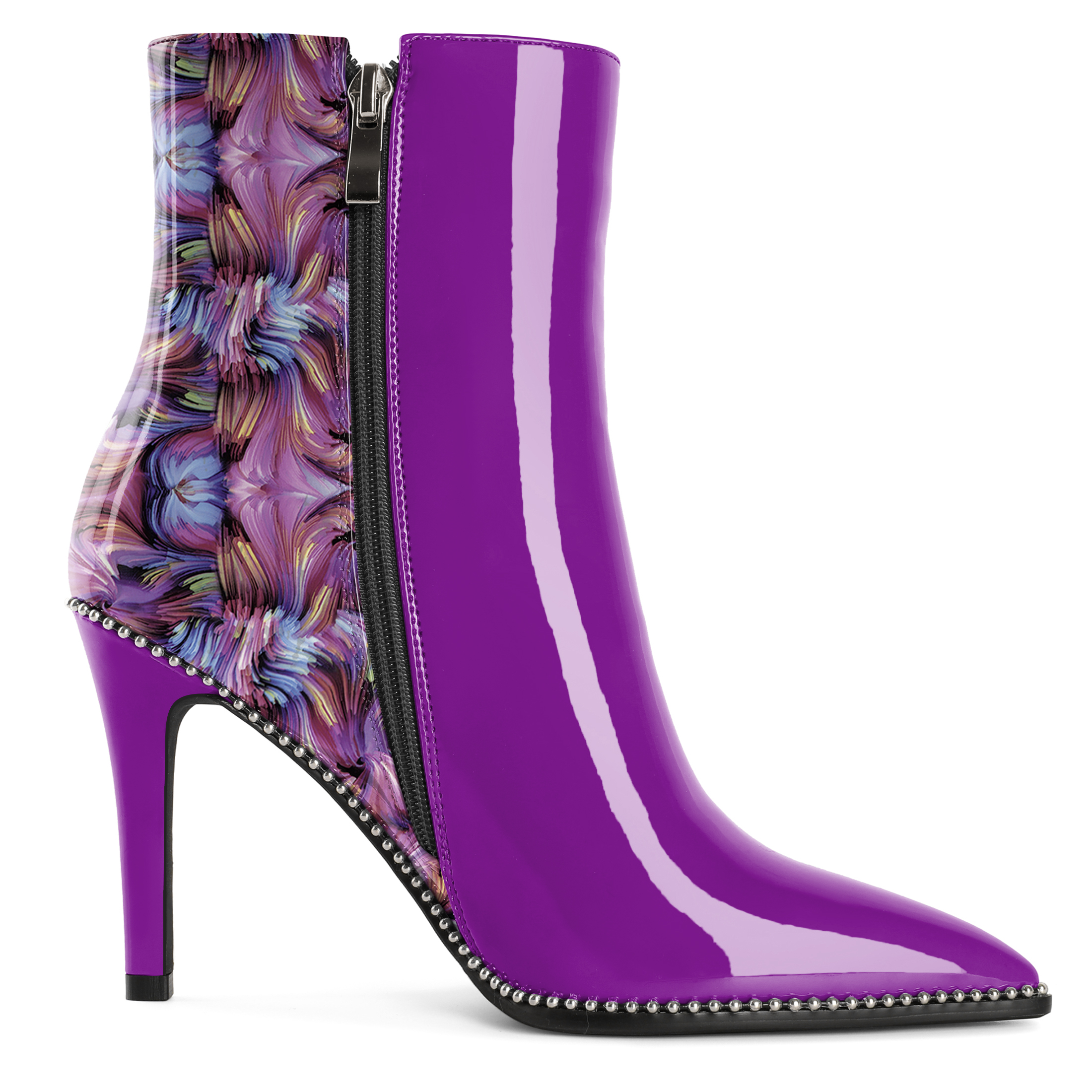 Zamikoo Beaded Boots Sexy Pointed Toe Booties High Heel Ankle Boots for Women Buckles 9.5CM Stilettos Boots