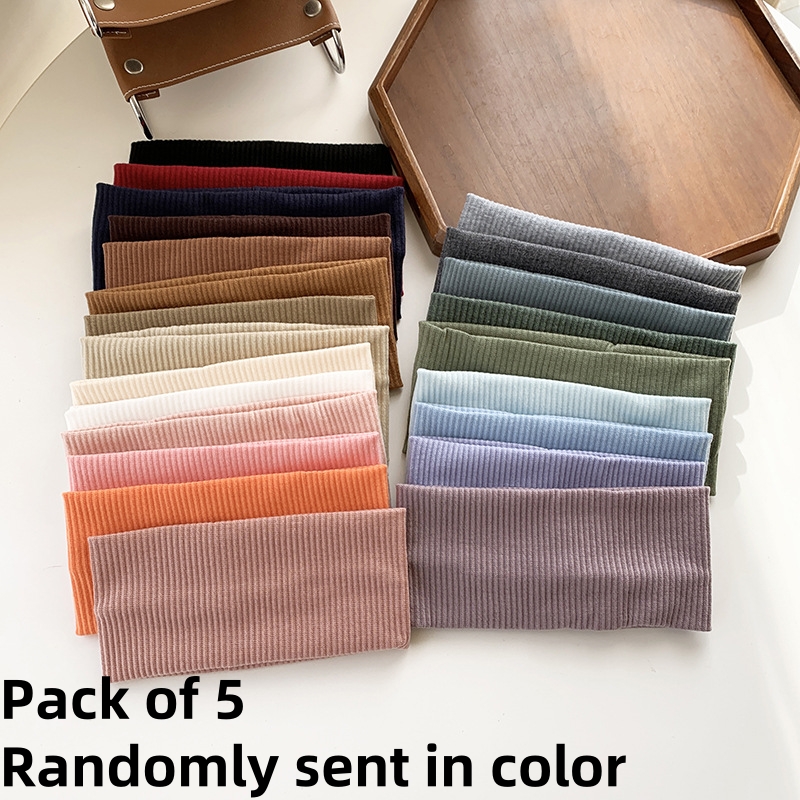 5pcs Sports Cycling Hairband Knitted Elastic Sports Yoga Headband Headwear Girls Hair Band Hair Accessories Wash Face Hairbands Solid Color Headbands 