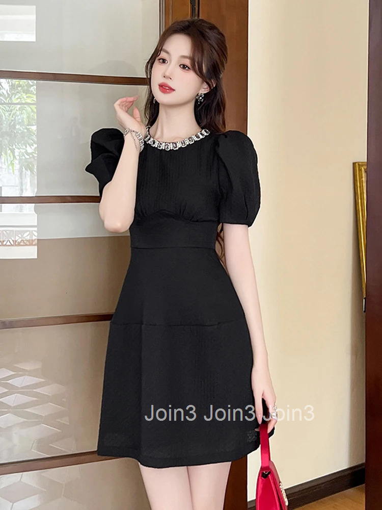 New Summer Fashion Elegant Luxury Black Evening Dress Women Clothes Retro Sexy Puff Sleeve Short Slim Party Prom Vestidos Fiesta