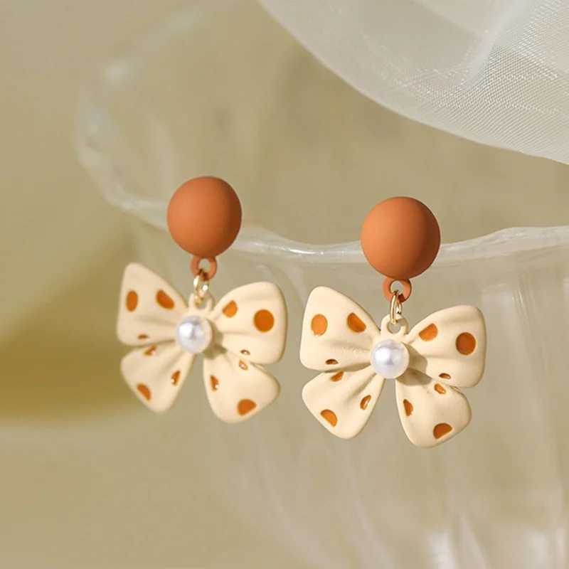 1 Pair Fashion Bowknot Imitation Pearl Cute Zinc Alloy Drop Earrings for Women Party Wedding Jewelry Accessories 2024 XJ250623