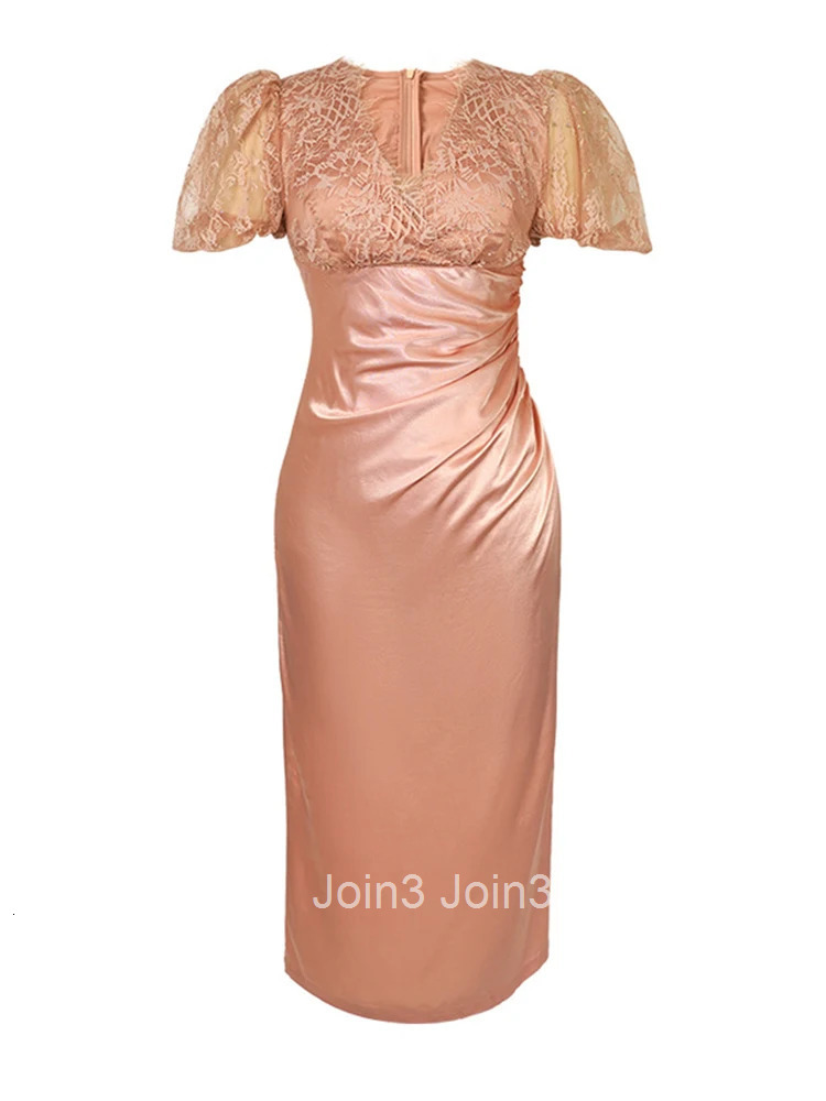 Summer Fashion Elegant Women Evening Dress Chic Satin Puff Sleeve Midi Party Prom Robe Femme Mujer Vestidos Fiesta Boda Invitada