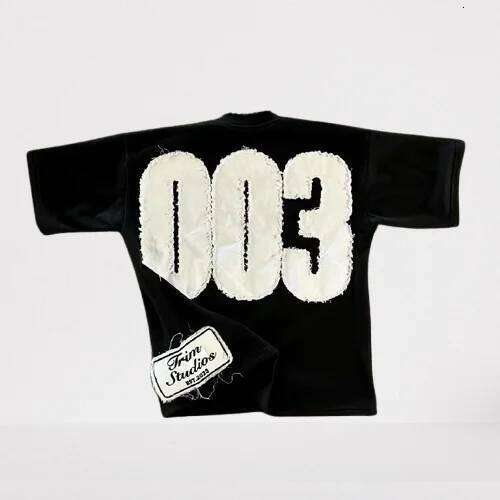Streetwear Black Men Women Haruku Hip Hop Number 003 Graphic Patch Oversized T Shirt Goth Cotton Short Sleeve Y2K Tops