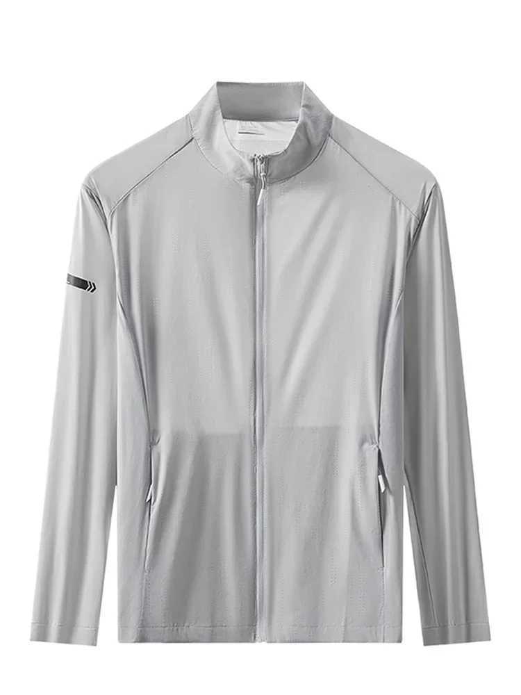 Summer UPF 40+ UV Proof Men Skin Coats Stand Collar Breathable Light Thin Cool Sunscreen Clothing Casual Jackets Plus Size 8XL W250623
