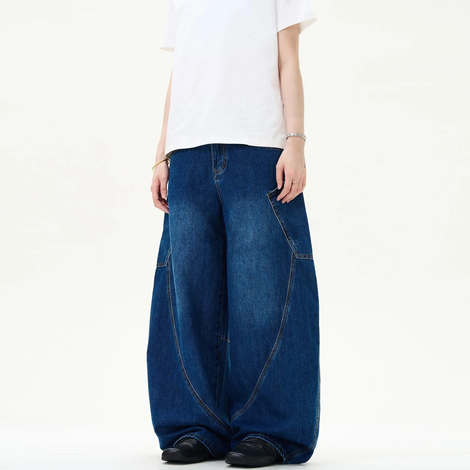 American Retro Street n Loose Wide Leg Jeans Men Women High Waist Trousers Banana Pants Fashionable FloorLength Cuff 250616
