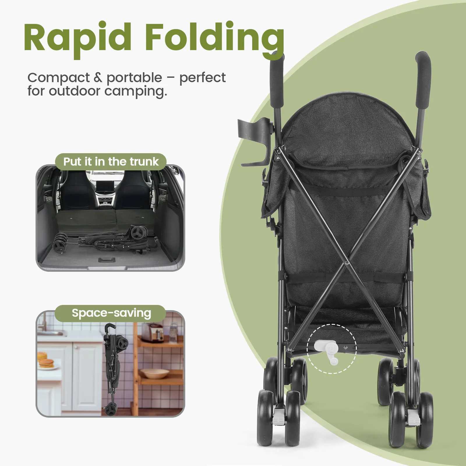 Childrens Stroller Can Sit or Lie Down Lightweight Folding High Landscape Four-wheeled Pocket StrollerXJ250623