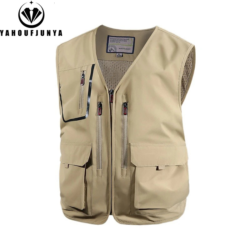 2025 Summer Men Many Pocket Thin Tool Outdoor Casual Vest Men Camping Fishing Breathable Loose Sleeveless Vest Male Waistcoat 250617