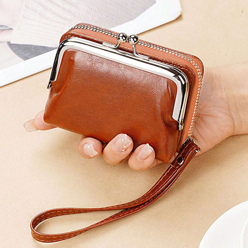 2025 New Card Holder Women's Buckle Coin Purse 4inch Zipper Clip Bag Clutch