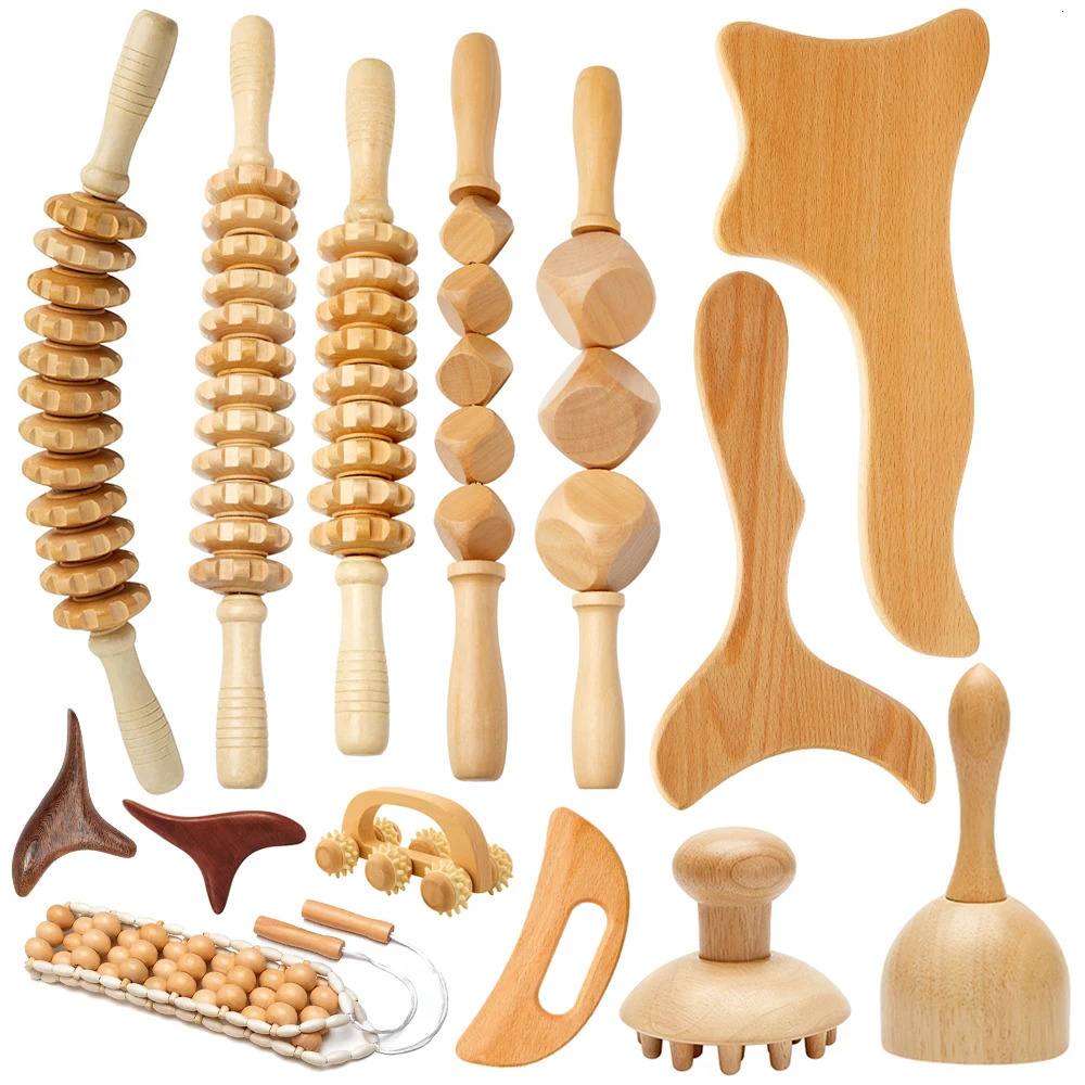 Wooden Massage Tools Wood Lymphatic Drainage Massager Anti Cellulite Body Shaping Tools for Beauty Gua Sha Sore Muscle Relief 250619